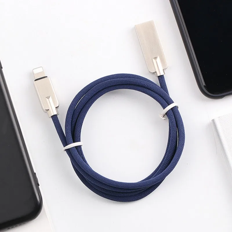 ТКАНЕВОЕ плетение, USB кабель из цинкового сплава, быстрозарядный кабель для быстрой зарядки USB кабель для iPhone6 7 8 X huawei Xiaomi Samsun Oppo - Цвет: type-c  Blue