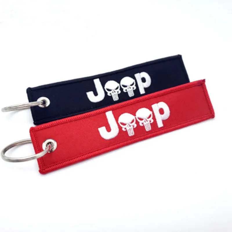 

Fashion Embroidery Key Holder Chain Car Auto Motorcycle Collection Embroidered Badge Keyring Keychain for jeep