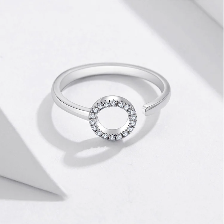 BISAER 925 Настоящее серебро минимализм простые круглые кольца для женщин Трендовое круглое кольцо Anel вечерние обручальные ювелирные изделия Bijoux GXR545