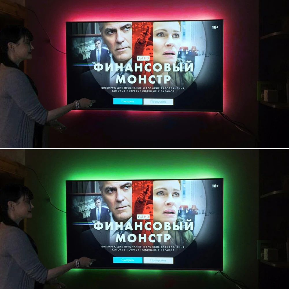 Светодиодная лента для ночного освещения 5 в постоянного тока с USB кабелем 50 см 1 м