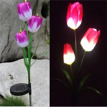 

Flower Lamp String Lights Tulip Garden Stake Garland Fairy Crystal Flowers Outdoor Wedding Decoration Solar Powered LED