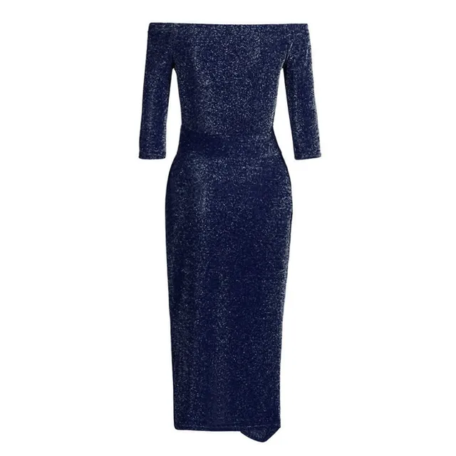 Off Shoulder High Slit Temperamental Dress Plus Size Dresses For Women 2021 Long Sleeve Evening Party Dress Mujer Vestidos 4