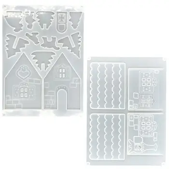 

2Pcs Manual DIY Silicone Mold Set Christmas House Shaped Mold 3D House Die Handmade Mold (Transparent)