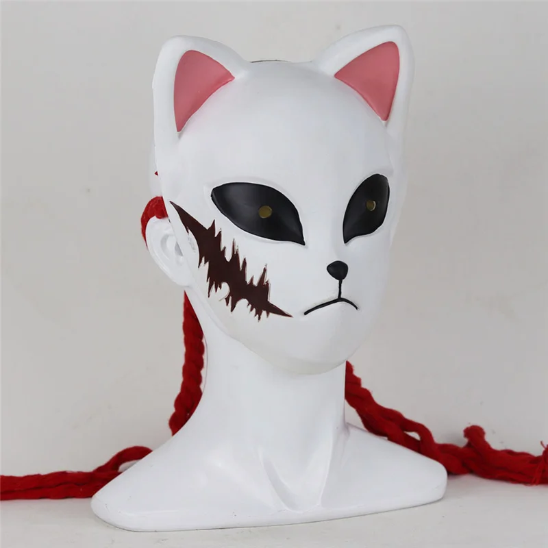 Маска для косплея «Demon Slayer Kimetsu No Yaiba Fox Mask Kamado Tanjirou», реквизит из латекса, Рождественский костюм, детская маска на половину лица