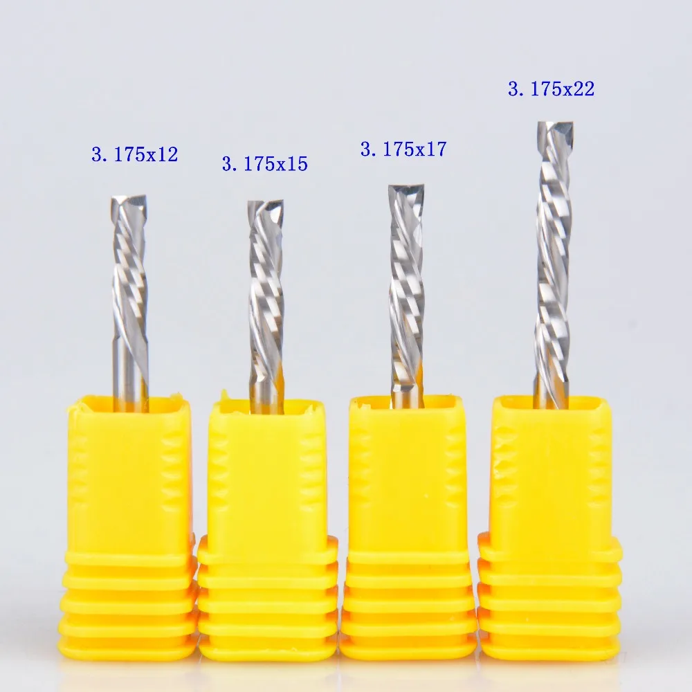 

10pc SHK 3.175mm UP &DOWN Cut Two Flutes Spiral Carbide Mill Tool Cutters for CNC Router, Wood End Mill Cutter Bits