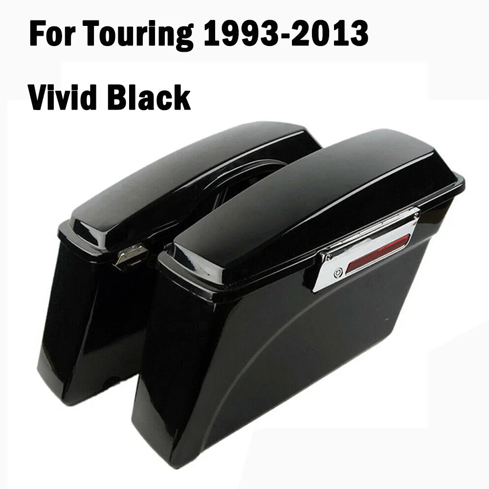 Мотоциклетные жесткие седельные сумки для багажника для Harley Touring Road King Street Electra Glide Box багажный инструмент седельная сумка чехол 1993-2013 - Название цвета: Vivid Black