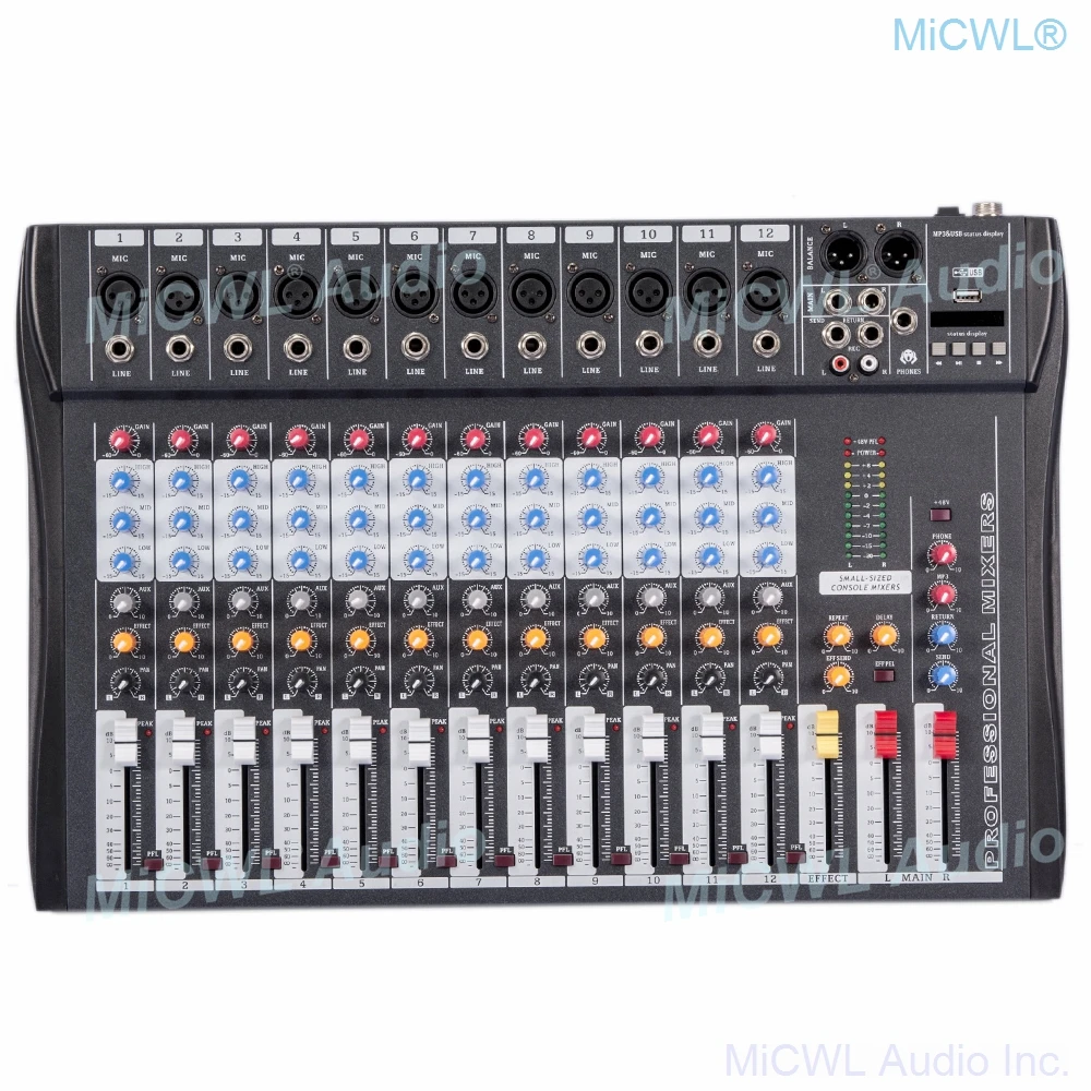 MiCWL Wireless Bluetooth Mixer 12 Channel Sound Mixing Console Desk 48V EQ  Mixer