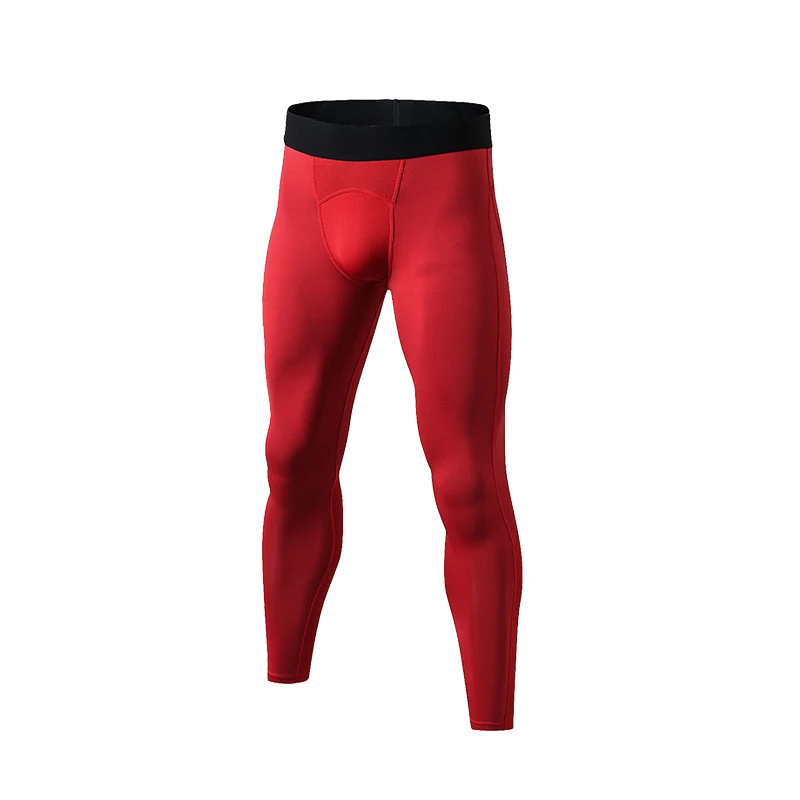 Компрессионные Мужские облегающие штаны для тренировок и бега, дышащие баскетбольные Леггинсы для бега, быстросохнущие эластичные тренировочные спортивные брюки - Цвет: Red