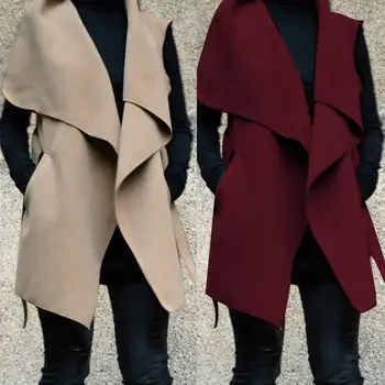 

Women's Vests 2020 ZANZEA Office Lady Solid Jackets Autumn Sleeveless Waistcoat Lapel Open Front Pockets Coats Outwear Cardigan