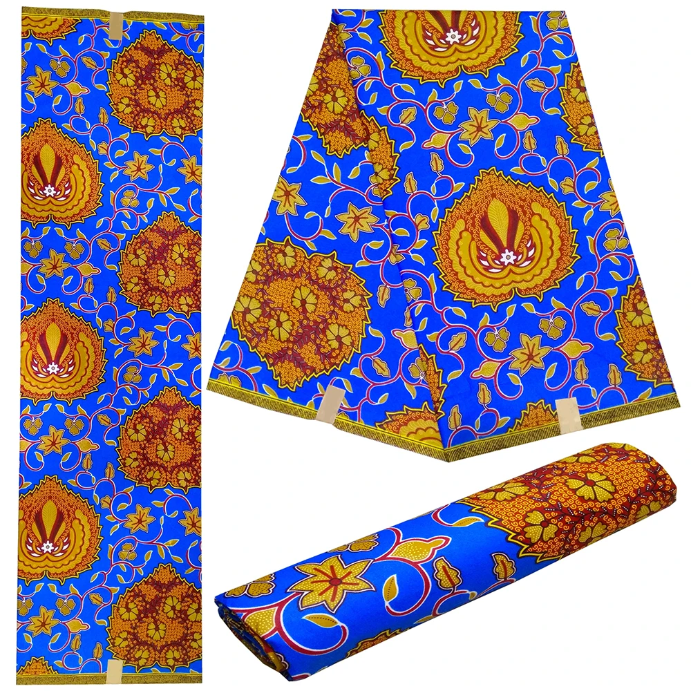 Fashion African Fabric 6 Yards/Lot Flower Design African Wax Fabric