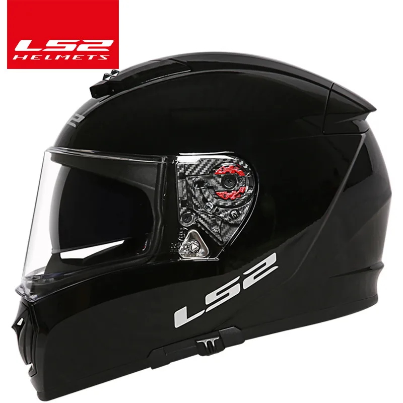 gloss black LS2 выключатель moto rcycle шлем moto LS2 FF390 хром полный лицо двойной объектив модульные Шлемы casco с бесплатной Pinlock - Цвет: gloss black