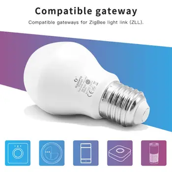 

ZigBee + 2.4G RF upgraded version Dimmable RGB Light Bulb E26 E27 LED Smart Light Bulb Neon Changing Lamp Remote & Voice Control