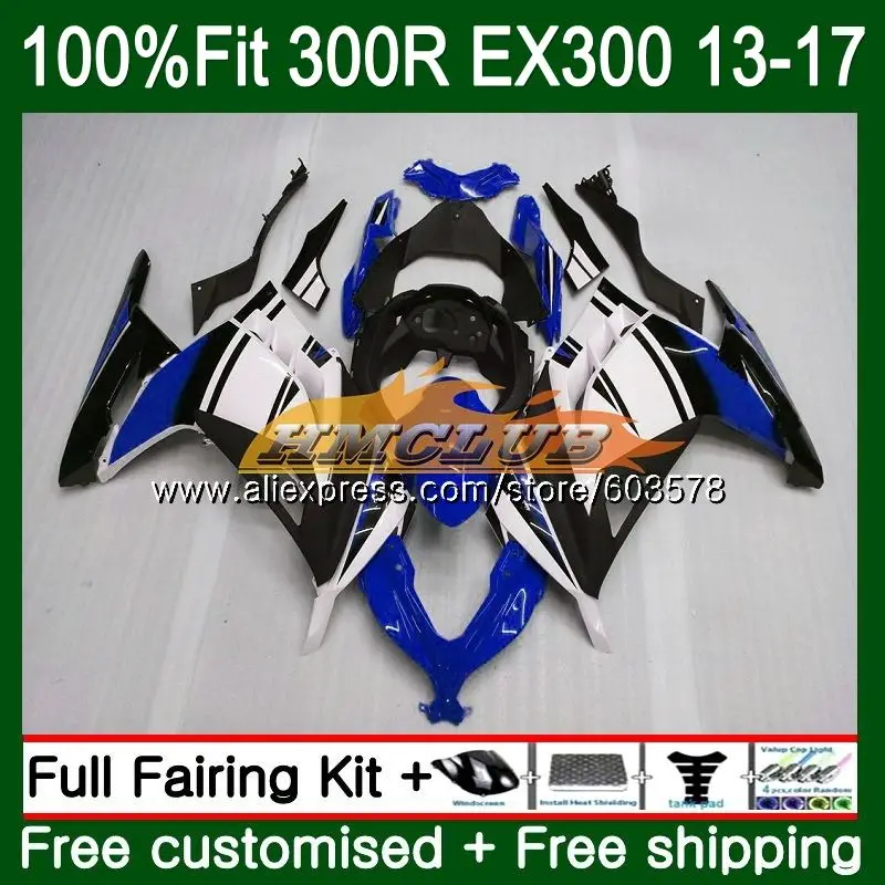 No. 1 Инъекции для KAWASAKI NINJA ZX3R ZX 300R 13, 14, 15, 16 лет 25CL. 153 EX300 ZX-3R ZX300R 2013 черный голубой обтекатель - Цвет: No. 1