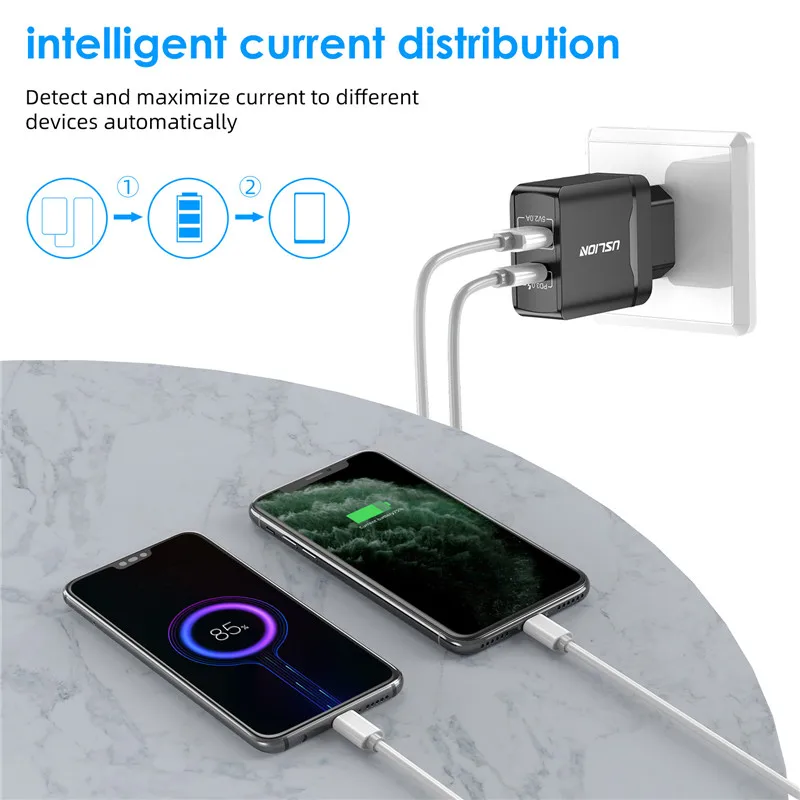 USLION PD3.0 USB зарядное устройство с европейской вилкой, настенное зарядное устройство для мобильного телефона s для iPhone 11 Pro Max X XR 7 8 samsung Xiaomi huawei, быстрая зарядка