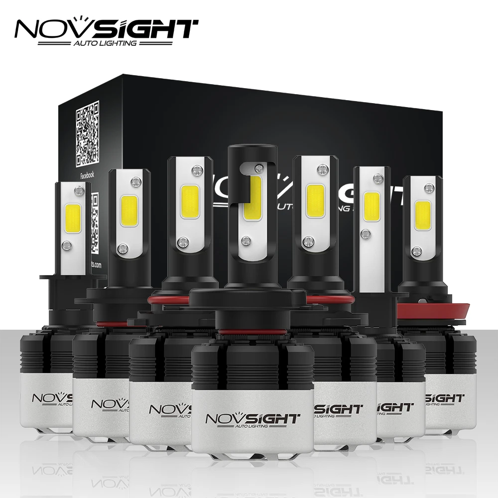 NOVSIGHT H4 Led H7 H11 H1 9005 9006 H3 H8 H9 COB светодиодный головсветильник 72 Вт 9000лм автомобильная