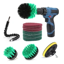 Зеленый 11pcs электрическая дрель щетки губки гибкого вала насадки для уборка кухни, ванной электрический сверла набор кистей