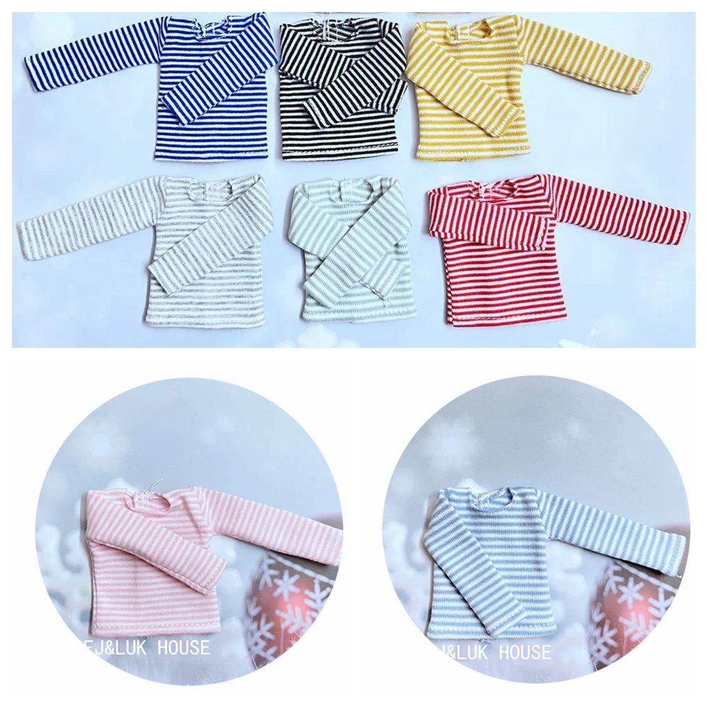Doll clothes accessories Blyth clothes Cotton T-shirt Stripe Long Sleeve Shirt for Pullip Blyth 1/6 Dolls Accessories