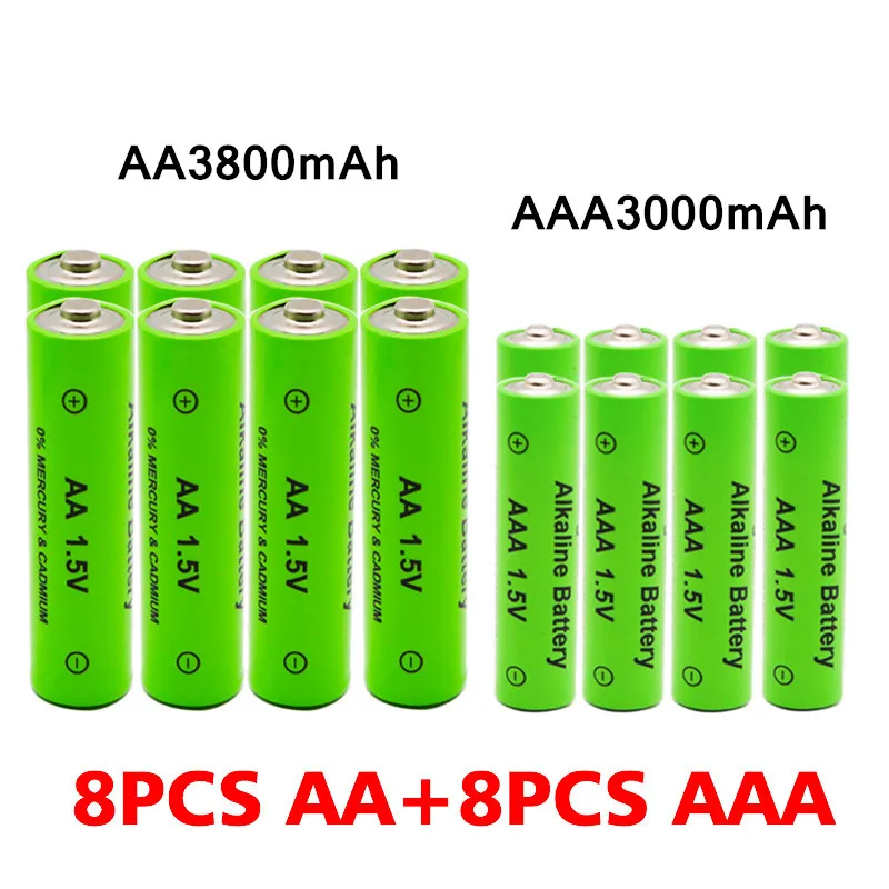 AA + AAA rechargeable 1.5V 3800mAh/1.5V 3000mah Alkaline battery flashlight toys watch MP3 player replace Ni-Mh | Электроника