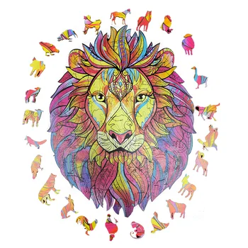 

Wooden Jigsaw Puzzle Mysterious Lion Jigsaw Puzzle Laser Cut Wooden Jigsaw 122/156/211PCS 3D Puzzles Xmas Christmas Gift For Kid