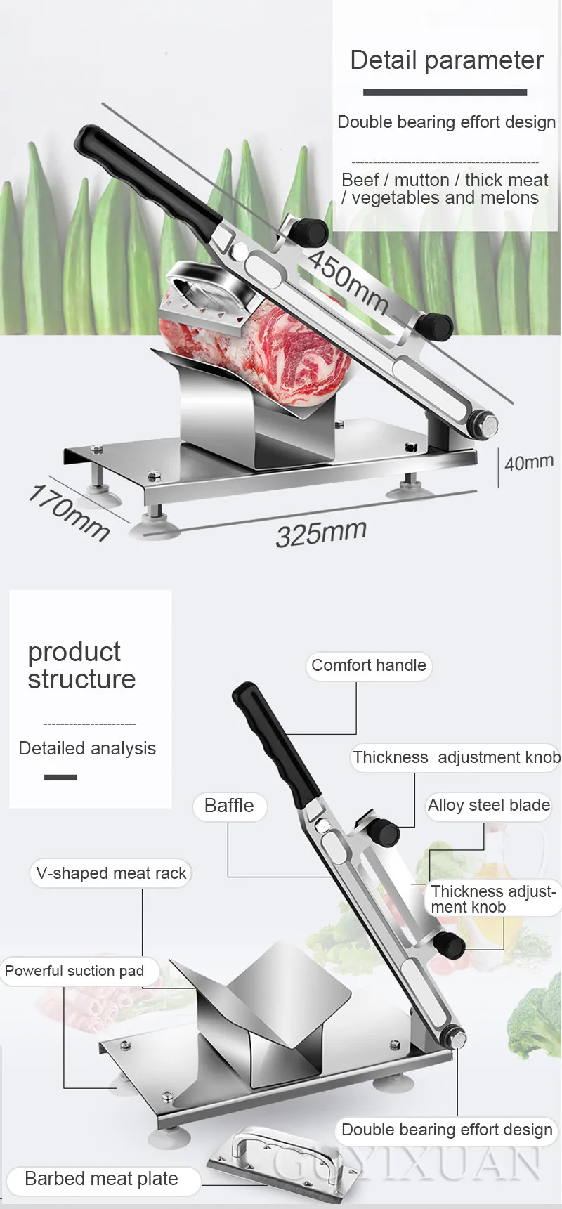 Коммерческий ручной многофункциональный слайсер для мяса замороженное мясо говядина машина для резки ягненка бытовая ручная слайсер