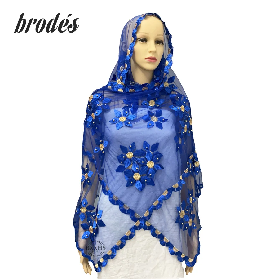 Африканские шарфы, мусульманская вышивка, маленький шарф из тюли, 2,0*0,5 метров, маленький размер, шарф для шалей