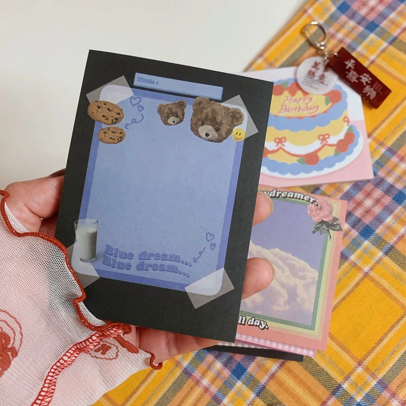 50 Sheets Ins Hot American retro style cute bear Mini Portable Notepad Diary Book Exercise Book Papelaria School Office Supply