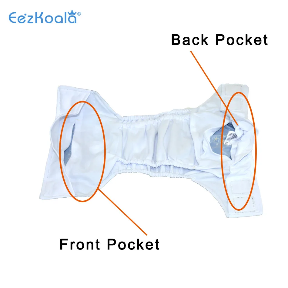 EezKoala 1PC Eco-friendly Cloth Diaper Fast Dry Cloth Baby Diapers Reusable Insert Nappy Hook&Loop Closure with two pockets