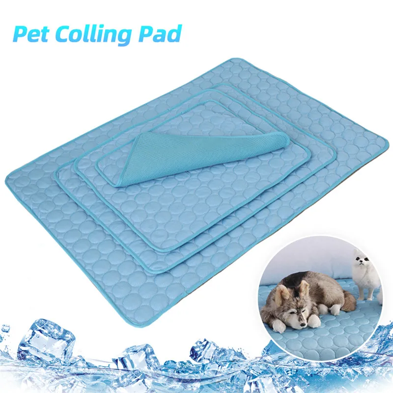 

4 Size Pet Summer Cooling Mat Pet Ice Pad Cool Cold Silk Moisture-Proof Cooler Sofa Mats Portable Tour Sleeping Pet Accessories