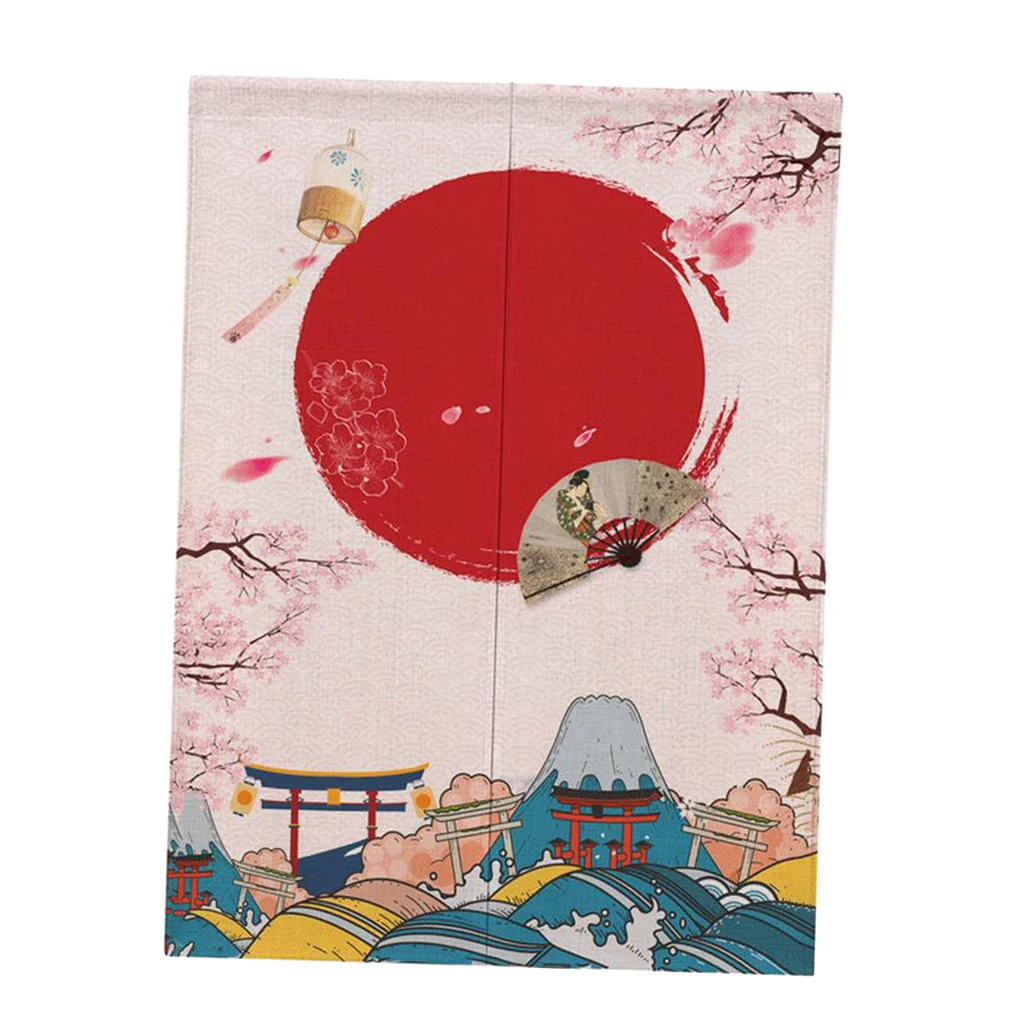 Японская дверная занавеска длинная Норен половина кухонная занавеска настенный гобелен декор для кухонное украшение для дома кафе орнамент - Цвет: L Red Sun Sakura