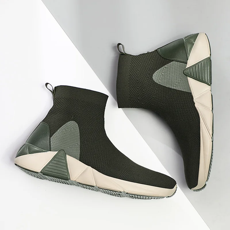 

2019 New Style Fly Line wa zi xie Elastic-Sports-Style Loafers Hight-top Elasticity Couples A1701