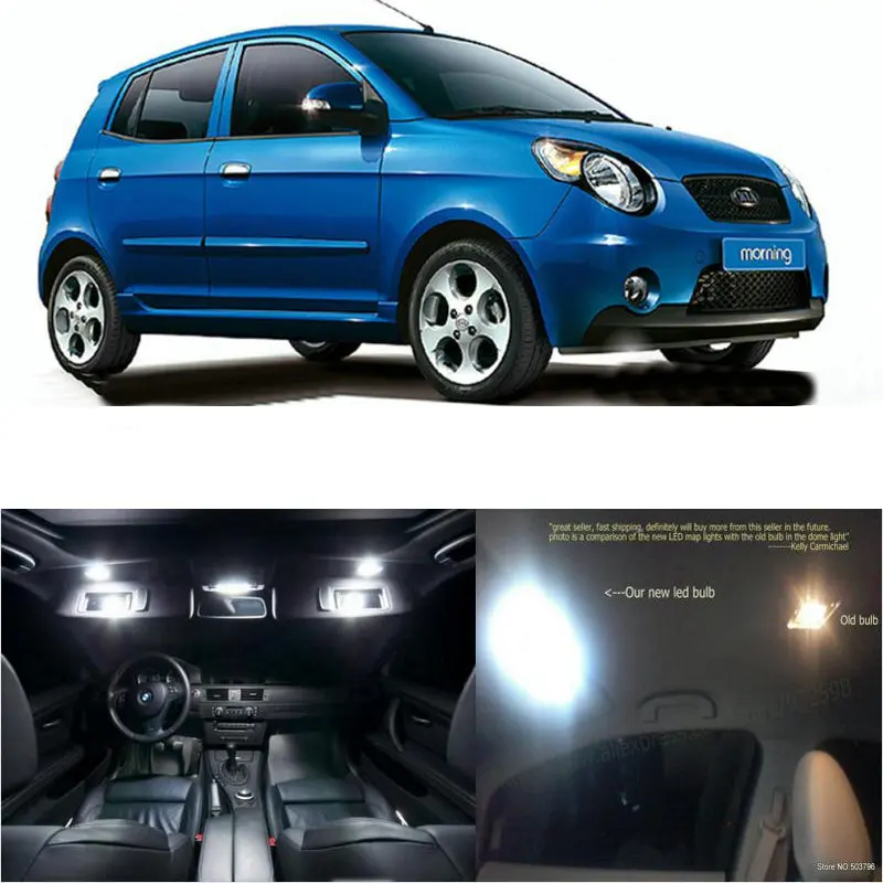 

LED Interior Car Lights For kia morning room dome map reading foot door lamp error free 4pc