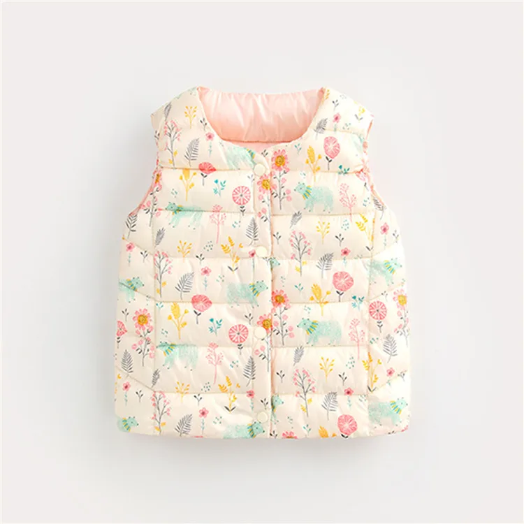 

2020 New Children Down Cotton Vest Small and Medium-sized Children's Baby Vest Printing Cute Waistcoat Infant Autumn Clothes
