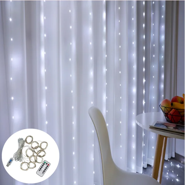 3M LED Fairy Lights Garland Curtain Lamp Remote Control USB String Lights garland on the window Christmas Decorations for Home 8
