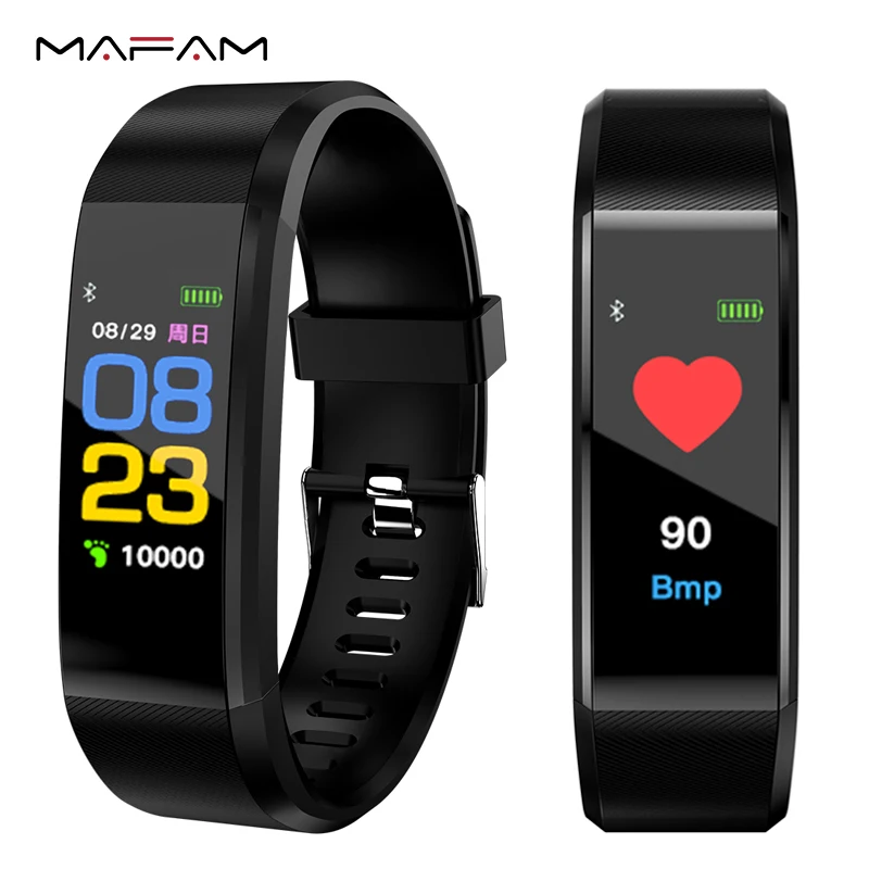 

MAFAM 115 Plus HR Smart Band 0.96" Color Screen Fitness Tracker Heart Rate Blood Pressure Measuring Waterproof Bracelet For IOS