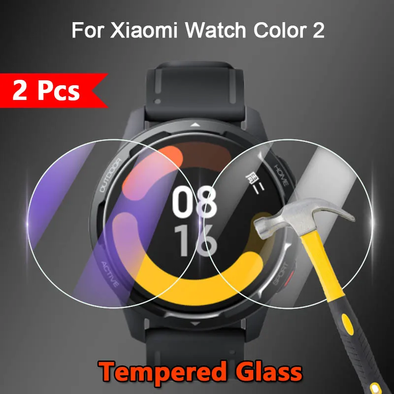 2 Pezzi Per Xiaomi Mi Watch Color 2 Color2 Smartwatch 2.5D Ultra Clear / Anti Purple Light 9H Pellicola Proteggi Schermo In Vetro Temperato