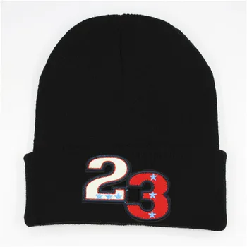 

Cotton American 23 embroidery Thicken knitted hat winter warm hat Skullies cap beanie hat for kid men and women 64