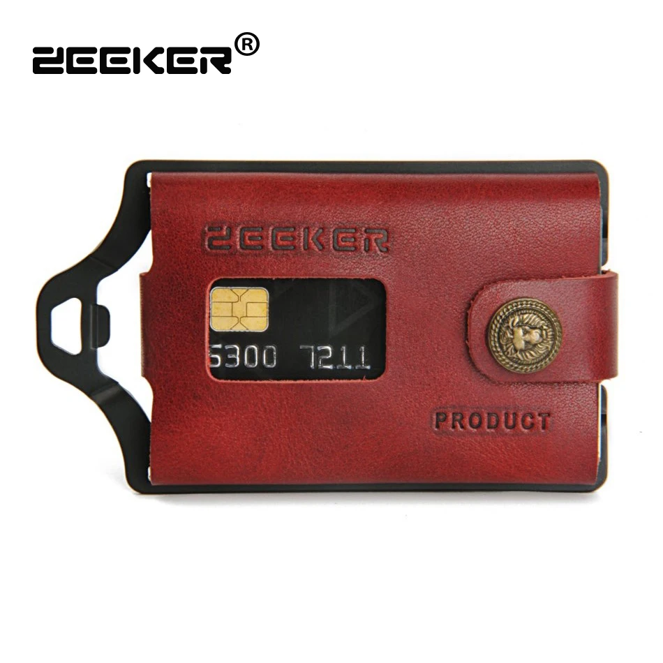 Baratos Zzeker nueva cartera de Metal de cuero multifuncional portatarjetas DE CRÉDITO billeteras de hombres
