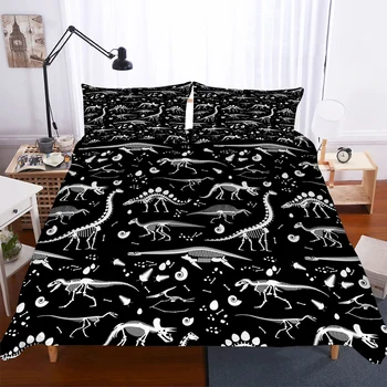

Jurassic Park Dinosaur Bedding Set Boy Bedroom Decor Duvet Cover Set Queen King Size Black Winter Bed Cover Pillowcase 2/3 Piece