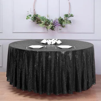 

1Pcs Shiny Sequin Tablecloth Glitter Round Table Cloth for Wedding Party Banquet Christmas Decoration Table Covers