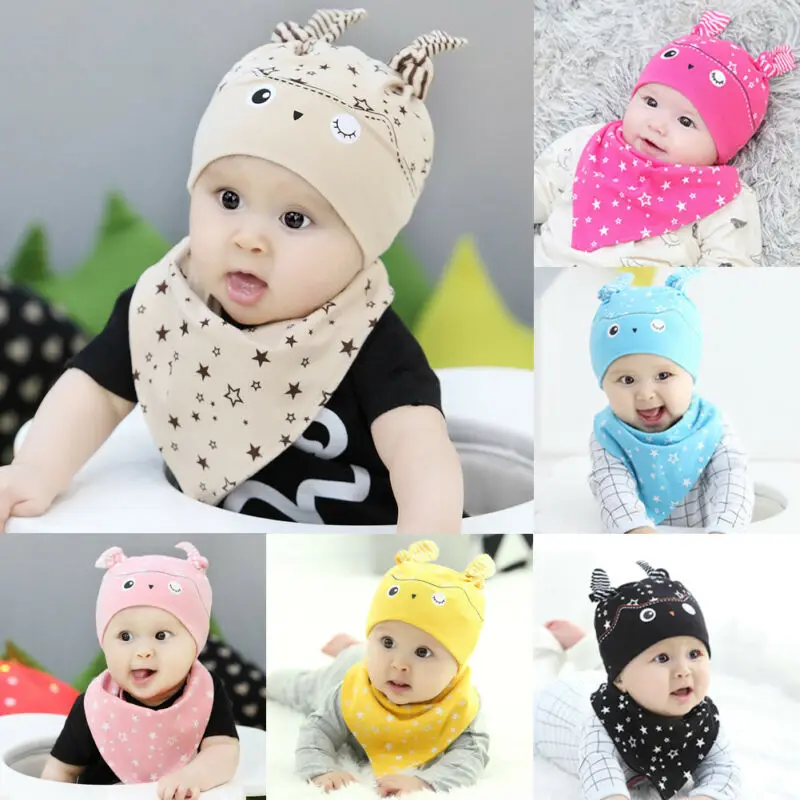 2Pcs Toddler Kids Baby Boy Girl Winter Warm Knitted Crochet Beanie Hat Cap Scarf Set