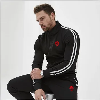 

Male Tracksuit Zipper Coat Pants Gym Traning Fitness Set 2pcs/Sets Men's Sportswear Running Set Sports Set Jogging Suits Clothes