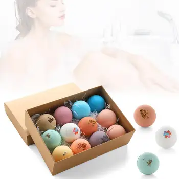 

12pcs/ box Bath Salts Ball Bathroom Bath Ball Bombs Bubble Natural Ingredients Essential Oil Body Cleaner Handmade Bath Ball
