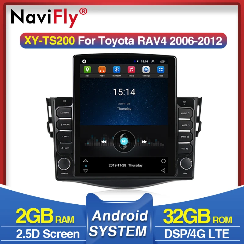 Navifly Tesla экран Android автомобильный мультимедийный Радио Видео плеер для Toyota RAV 4