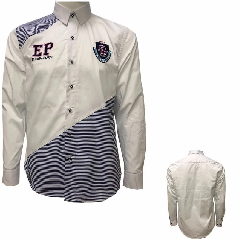 Мужская модная повседневная однотонное с длинным рукавом, рубашка, приталенная, мужская, деловая рубашка Eden Park, брендовая мужская одежда, EP176 - Цвет: 213 Navy