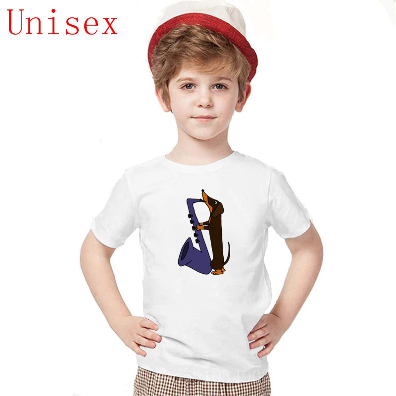 de perro salchicha jugando a saxofón para niños, camisetas de personalizadas para niños, camisas de prealgodón para niñas adolescentes, ropa para - AliExpress