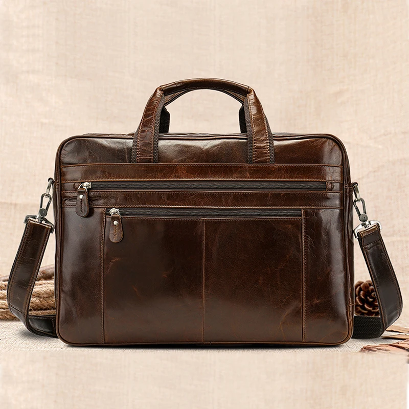 

Luufan Men Briefcase Bag Genuine Leather Laptop Totes Large Messenger Bag Men Leather Briefcases Business Bags For Document 7319