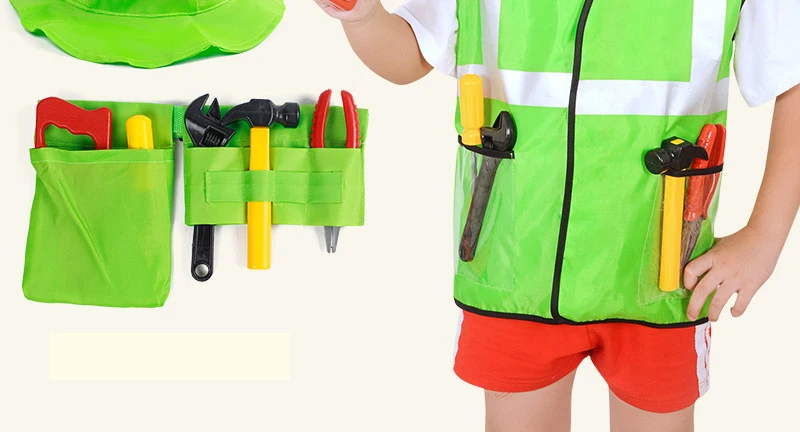 Construction Worker Costume Role Play Kit Set,engineering Dress Up Gift  Educational Toy For Halloween Activities Holidays - Cosplay Costumes -  AliExpress