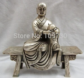 

free shipping<<< Lucky Chinese Buddhism Bronze Silver arhat Buddha Figures statues