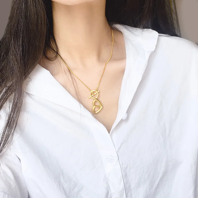 Amaiyllis 1 шт. 14 к дикая гладкая OT пряжка в форме сердца ключицы ожерелье подвески для женщин ожерелье ювелирные изделия