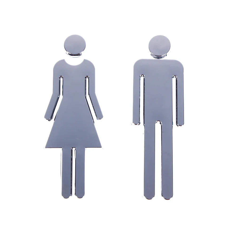 

1 pair Acrylic Toilet Sign Plate MEN &WOMEN Set Self-adhesive Toilet Plaques Toilet/Loo/Bathroom/Restroom/WC Door Sign Hot Sale